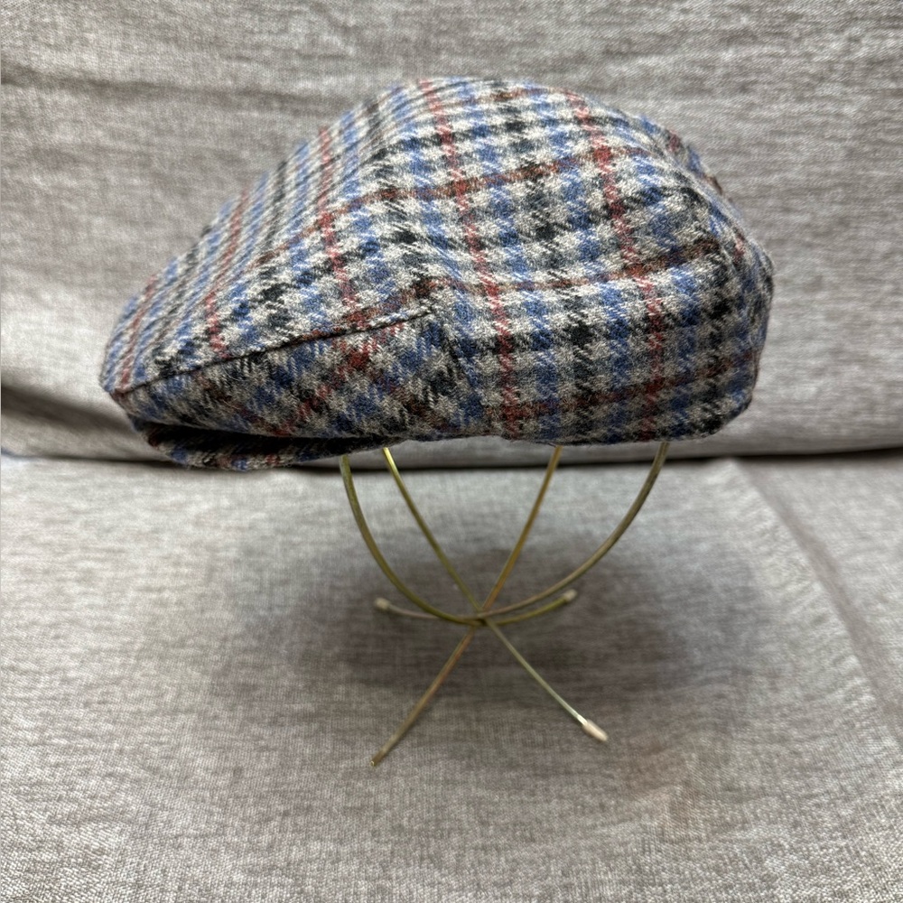 Flat Cap Mens Vintage Plaid Paperboy Hat 7 1/4-7 3/8 Mallory by Stetson